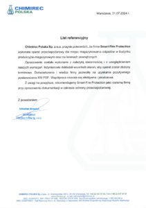 Operat przeciwpożarowy Chimirec